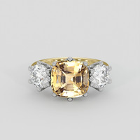 2.99 Ct. Yellow Tourmaline Ring, 18K White & Yellow 1