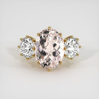 12.15 Ct. Peach Morganite Ring, 10K Yellow Gold 1