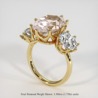 12.15 Ct. Peach Morganite Ring, 10K Yellow Gold 2