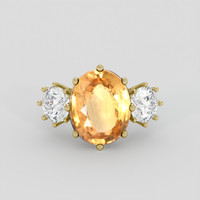 6.95 Ct. Yellowish Orange Hessonite Garnet Ring, 10K Yellow Gold 1