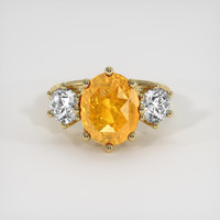 4.07 Ct. Orangish Yellow Sapphire Ring, 14K Yellow Gold 1