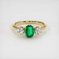 0.72 Ct. Emerald Ring, 18K Yellow Gold 1