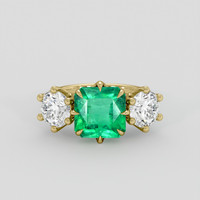 2.09 Ct. Emerald Ring, 18K Yellow Gold 1