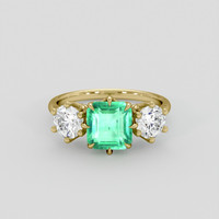 1.85 Ct. Emerald Ring, 18K Yellow Gold 1