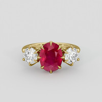 2.40 Ct. Ruby Ring, 18K Yellow Gold 1