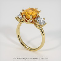 4.07 Ct. Orangish Yellow Sapphire Ring, 18K Yellow Gold 2