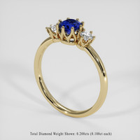 0.60 Ct. Blue Sapphire Ring, 18K Yellow Gold 2
