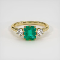 1.08 Ct. Emerald Ring, 18K Yellow Gold 1