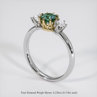 0.61 Ct. Bluish Green Sapphire Ring, 14K Yellow & White 2