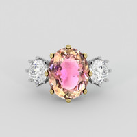 5.57 Ct. Bi Color Tourmaline Ring, 18K Yellow & White 1