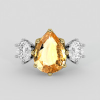 6.65 Ct. Golden Orange Hessonite Garnet Ring, 18K Yellow & White 1