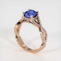 2.06 Ct. Blue Sapphire Ring, 14K Rose Gold 2