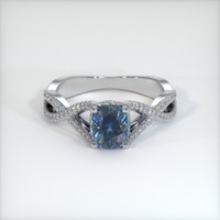 1.18 Ct. Greenish Blue Sapphire Ring, 10K White Gold 1