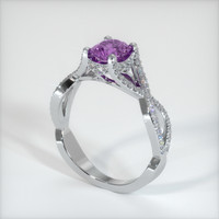 1.10 Ct. Purplish Pink Sapphire Ring, 10K White Gold 2