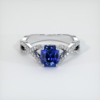 1.53 Ct. Blue Sapphire Ring, 18K White Gold 1