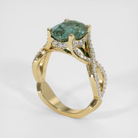 4.25 Ct. Greenish Blue Sapphire Ring, 10K Yellow Gold 2