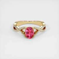 1.02 Ct. Reddish Pink Sapphire Ring, 14K Yellow Gold 1
