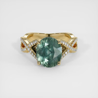 4.25 Ct. Greenish Blue Sapphire Ring, 14K Yellow Gold 1
