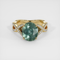 4.25 Ct. Greenish Blue Sapphire Ring, 18K Yellow Gold 1