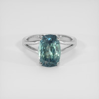 7.47 Ct. Bluish Green Sapphire Ring, Platinum 950 1
