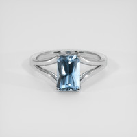 1.95 Ct. Blue Aquamarine Ring, 10K White Gold 1
