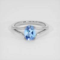 1.01 Ct. Blue Aquamarine Ring, 18K White Gold 1