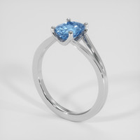 1.01 Ct. Blue Aquamarine Ring, 18K White Gold 2
