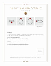 Ruby Ring 0.73 Ct., 18K White Gold Appraisal