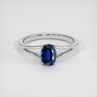 0.77 Ct. Blue Sapphire Ring, 18K White Gold 1