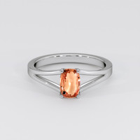 0.79 Ct. Padparadscha Sapphire Ring, 18K White Gold 1