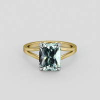 3.39 Ct. Greenish Blue Aquamarine Ring, 14K White & Yellow 1