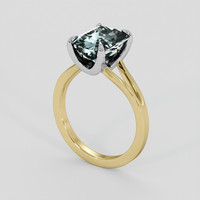 3.39 Ct. Greenish Blue Aquamarine Ring, 14K White & Yellow 2