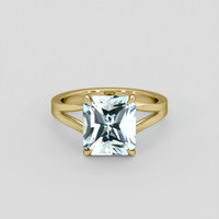4.33 Ct. Blue Aquamarine Ring, 14K Yellow Gold 1