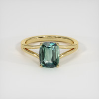 2.09 Ct. Bluish Green Sapphire Ring, 14K Yellow Gold 1