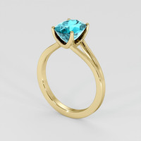 3.58 Ct. Greenish Blue Zircon Ring, 18K Yellow Gold 2