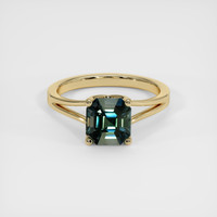 1.65 Ct. Bluish Green Sapphire Ring, 18K Yellow Gold 1