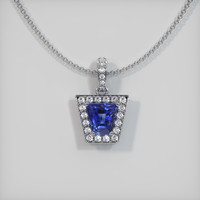 2.06 Ct. Blue Sapphire Pendant, 14K White Gold 1