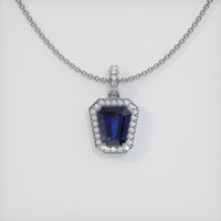 3.43 Ct. Blue Sapphire Pendant, 14K White Gold 1
