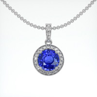 2.65 Ct. Blue Sapphire Pendant, 14K White Gold 1