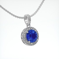 2.65 Ct. Blue Sapphire Pendant, 18K White Gold 2