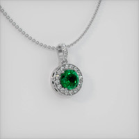 0.95 Ct. Emerald  Pendant - 18K White Gold