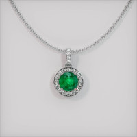 1.09 Ct. Emerald Pendant, 18K White Gold 1