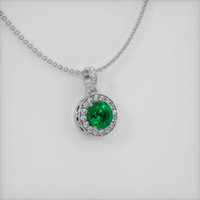 1.09 Ct. Emerald Pendant, 18K White Gold 2