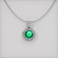 Pave Emerald Pendant 0.60 Ct., 18K White Gold Preview