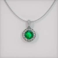1.13 Ct. Emerald Pendant, 18K White Gold 1