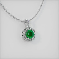 1.13 Ct. Emerald  Pendant - 18K White Gold