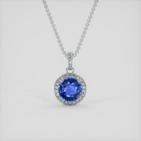 3.17 Ct. Blue Sapphire Pendant, 18K White Gold 1