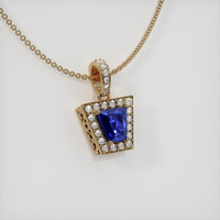 2.06 Ct. Blue Sapphire Pendant, 14K Yellow Gold 2