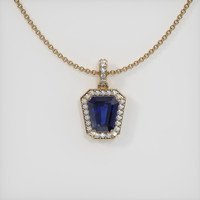 3.43 Ct. Blue Sapphire Pendant, 14K Yellow Gold 1