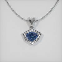1.84 Ct. Blue Sapphire Pendant, 14K White Gold 1